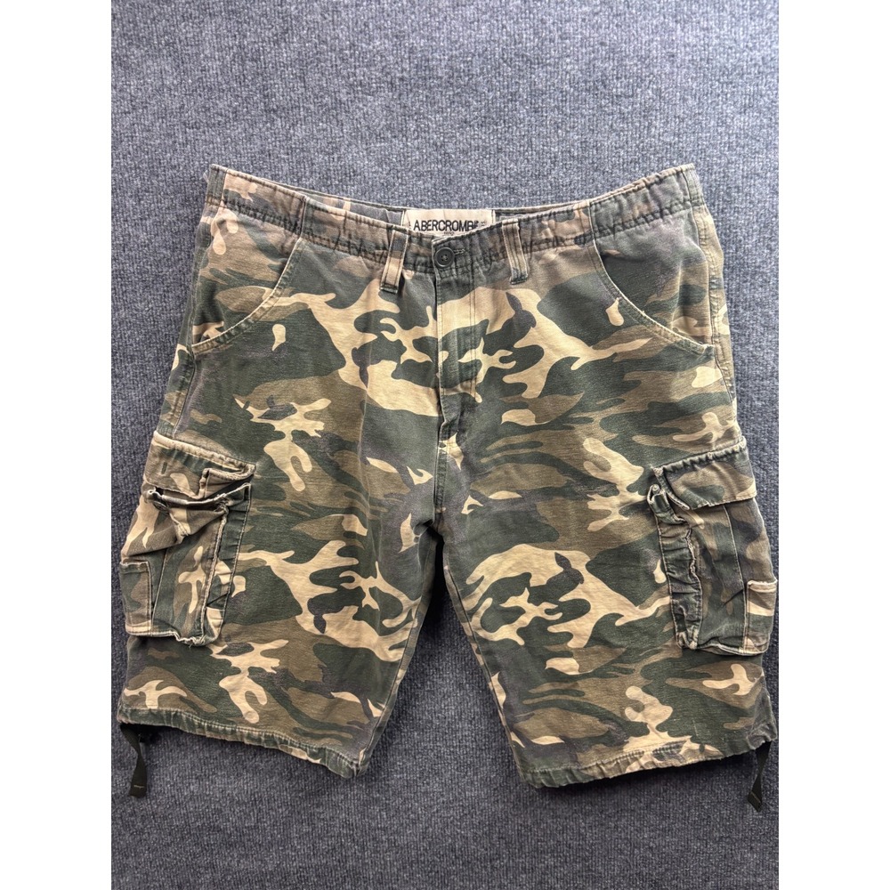 Vintage Abercrombie Cargo Shorts Mens 36 Green Camouflage Paratrooper Y2K